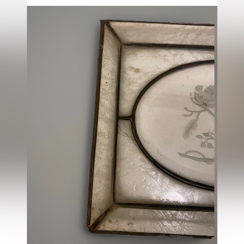 1930s Art Deco Glass Vanity Jewelry Tray Bird Motif Architectural Salvage Decor - Picture 4 of 6